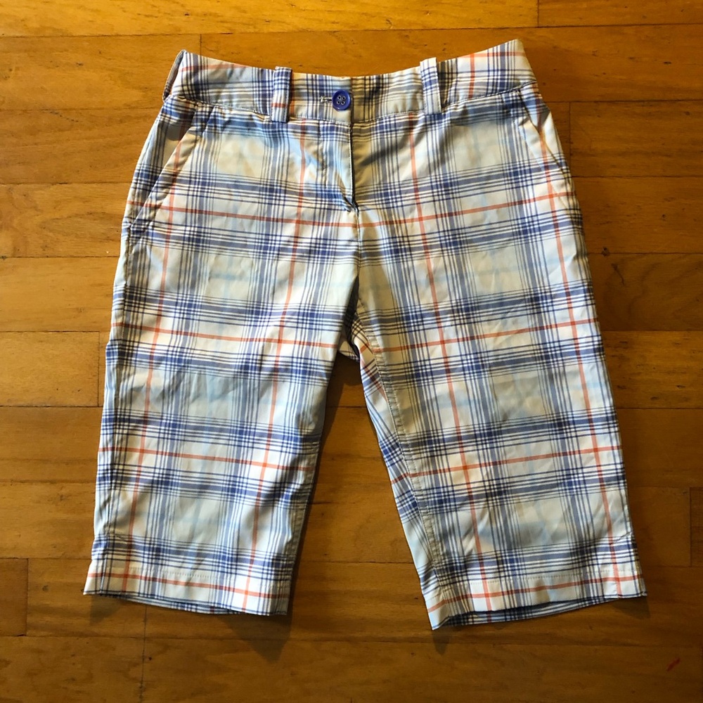 Nike Golf Plaid Shorts with Blue and Orange